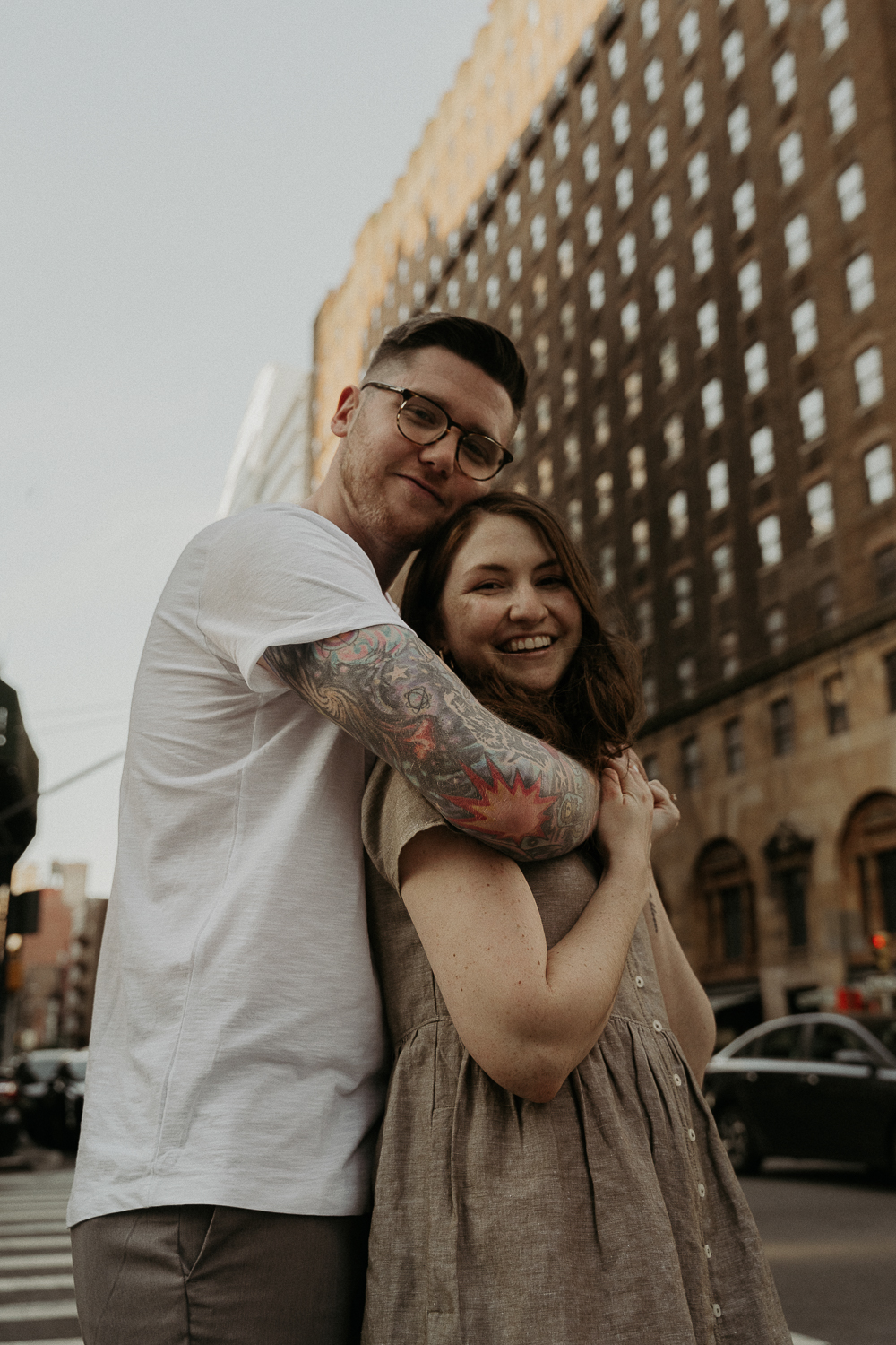 golden hour engagement session in new york city. urban and adventurous vibes.