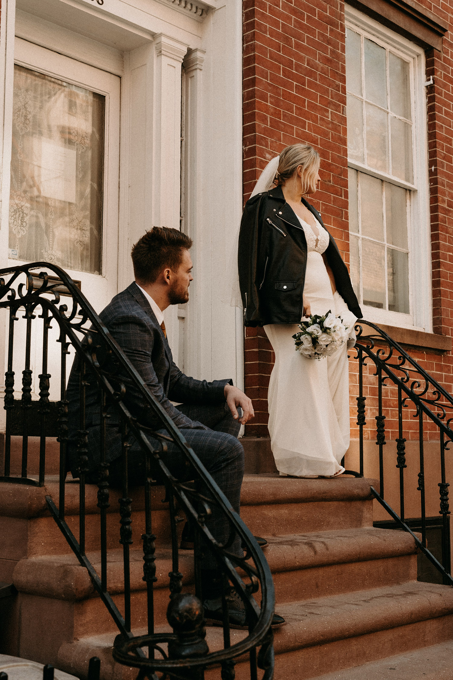 modern and playful city hall elopement photography in West Village New York City