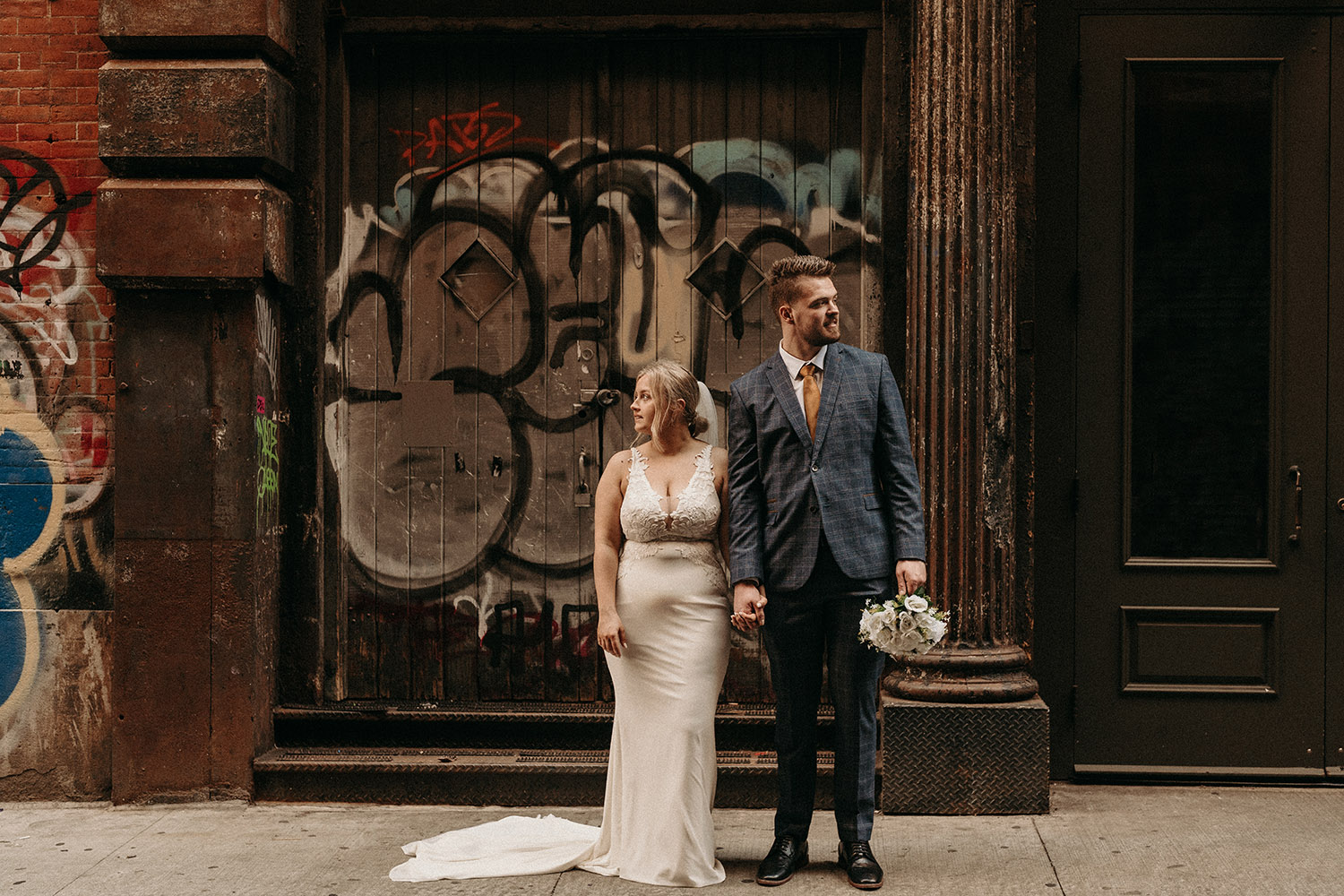 modern and playful city hall elopement photography in Tribeca New York City