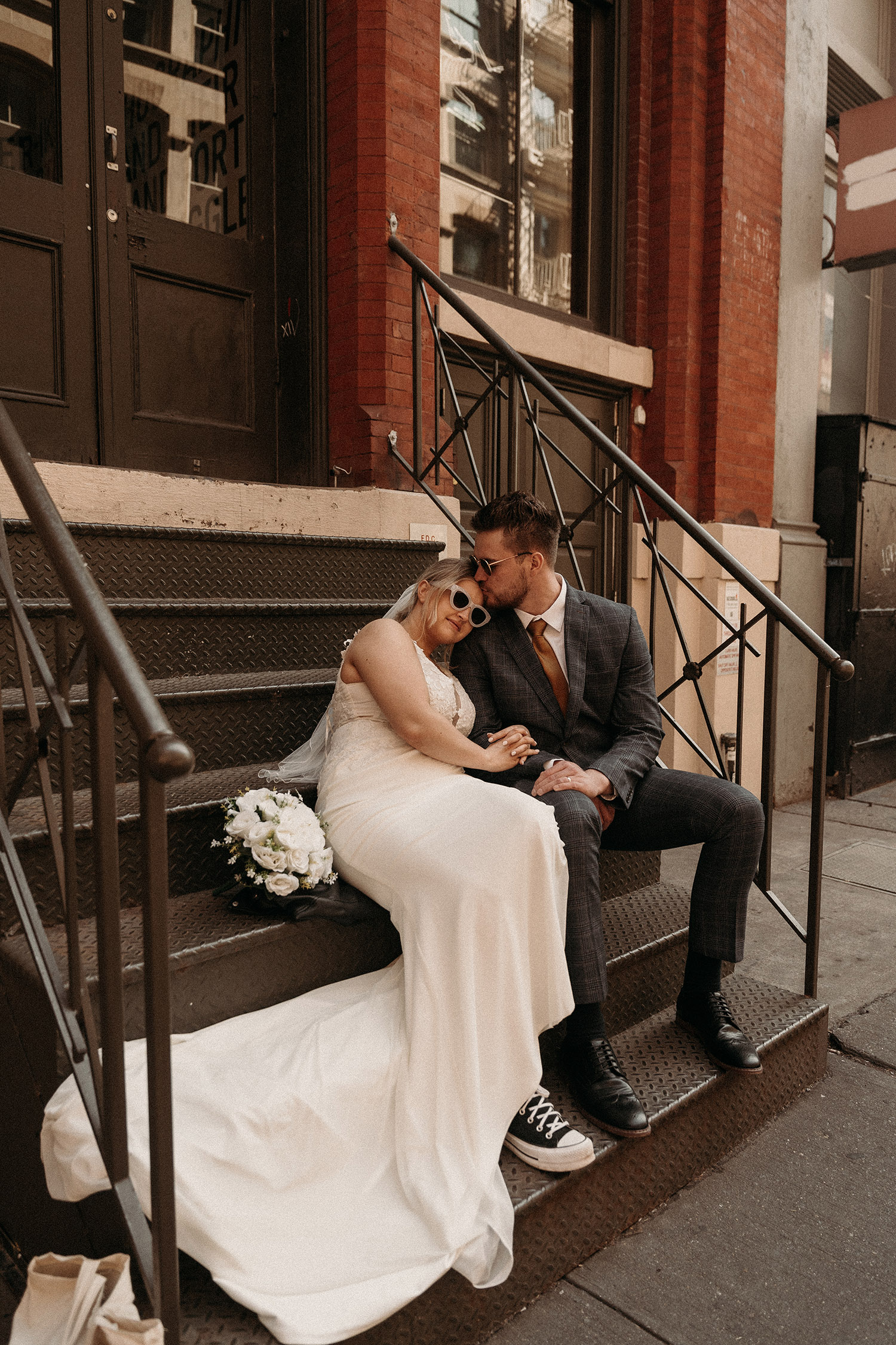 modern and playful city hall elopement photography in SoHo New York City