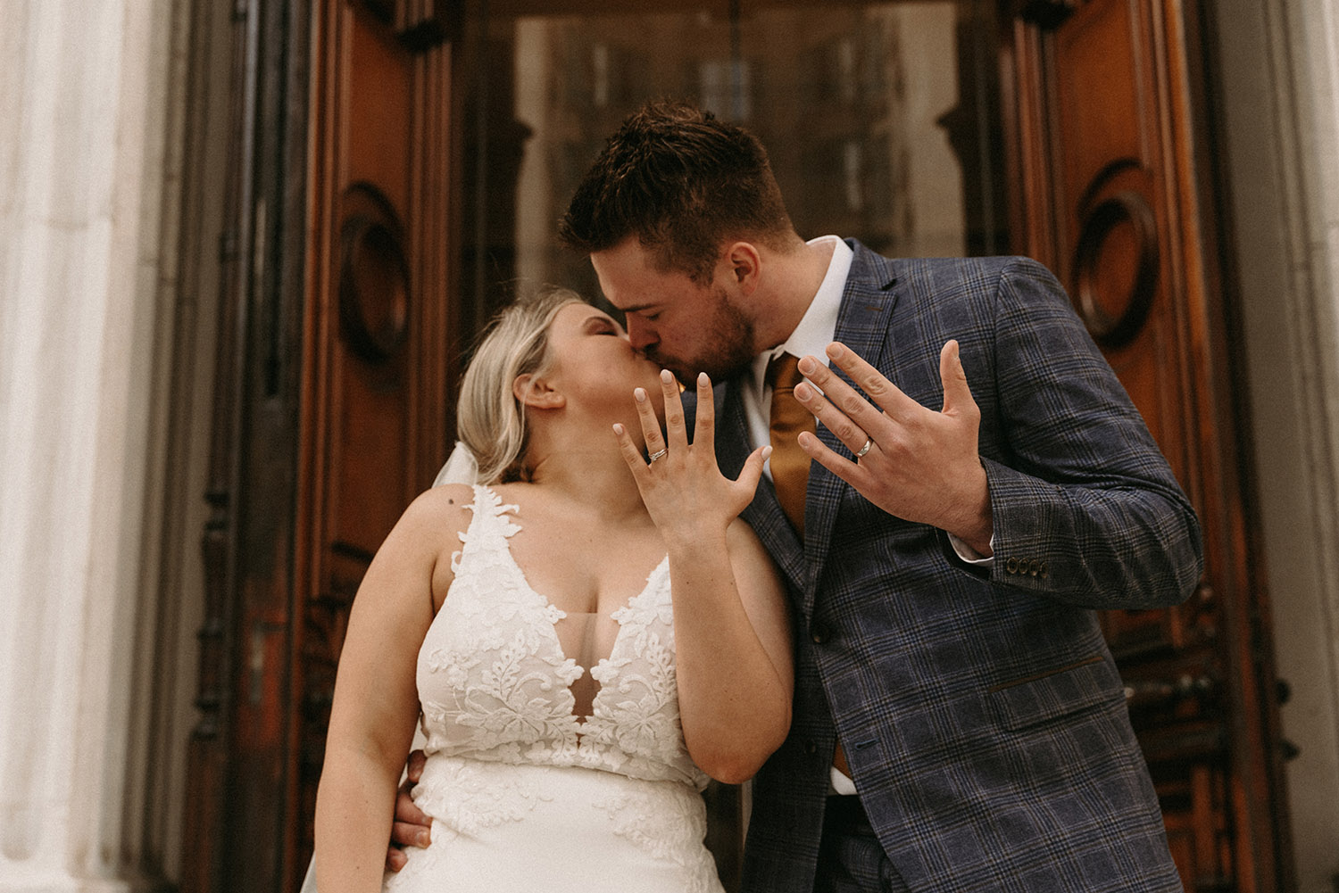 modern and playful city hall elopement photography in the financial district of New York City