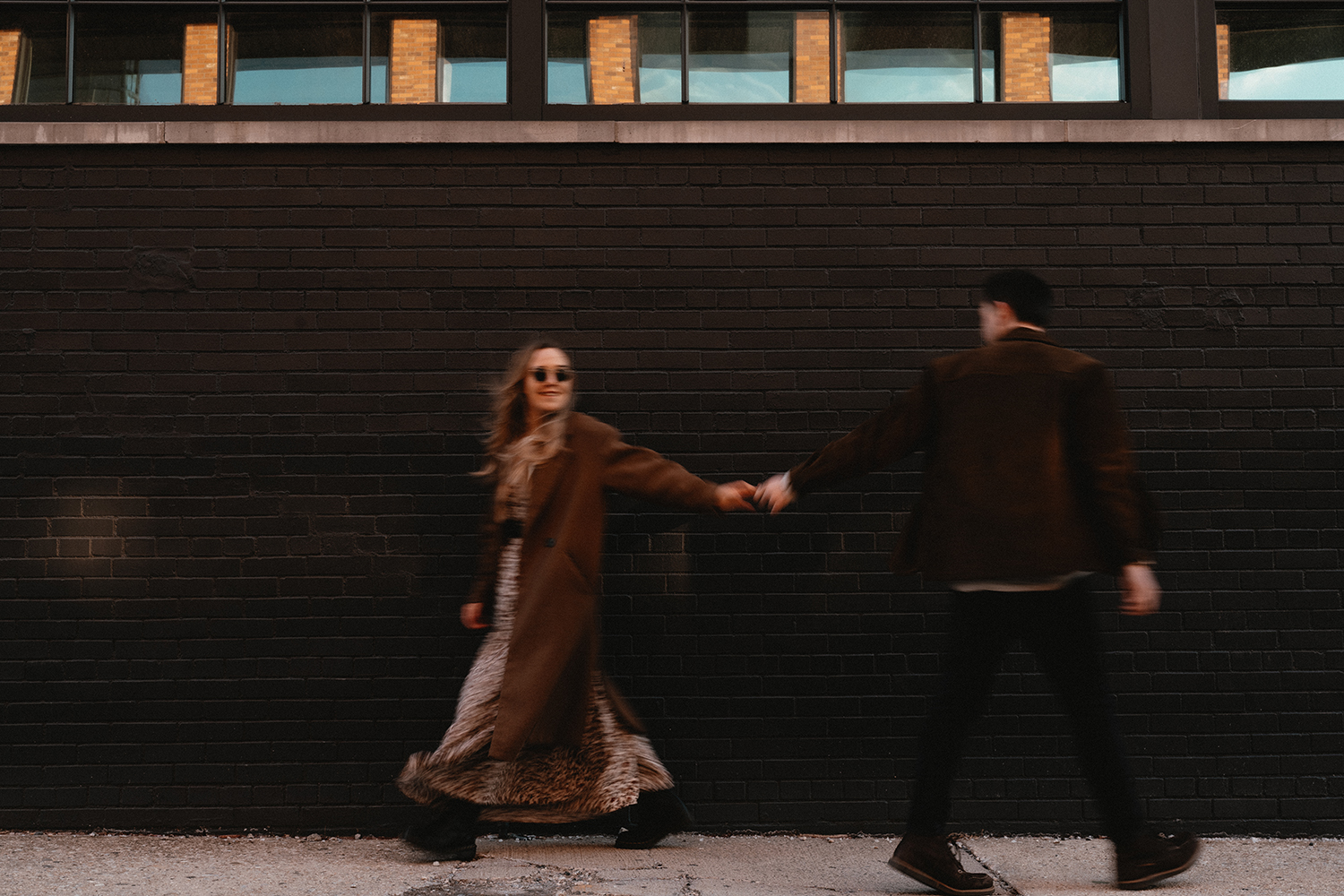 Blurry motion photo from an engagement photoshoot in Williamsburg