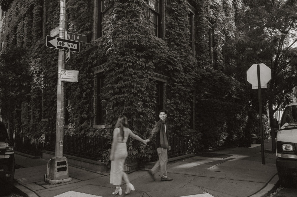 Iconic Black and White Couples photo corner of Greenwich and 11 St Manhattan NY