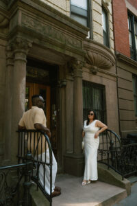 NYC stoop background for moody engagement photos