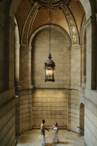Couples shoot at the New York Public Library showing off architectural jewels