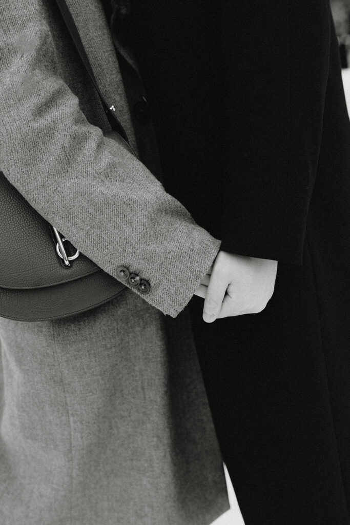 Couples photos in Washington Square Park after a snowfall.